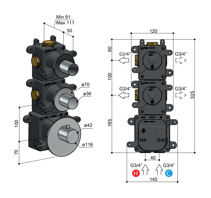 Hotbath Mate MHF002 High Flow inbouwdeel