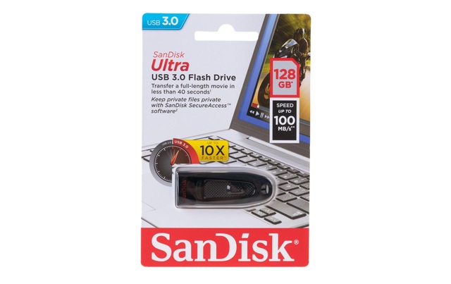 Sandisk USB-Stick »Ultra Flash USB 3,0 128 GB« (128GB GB Lesegeschwindigkeit 100 MB/s)