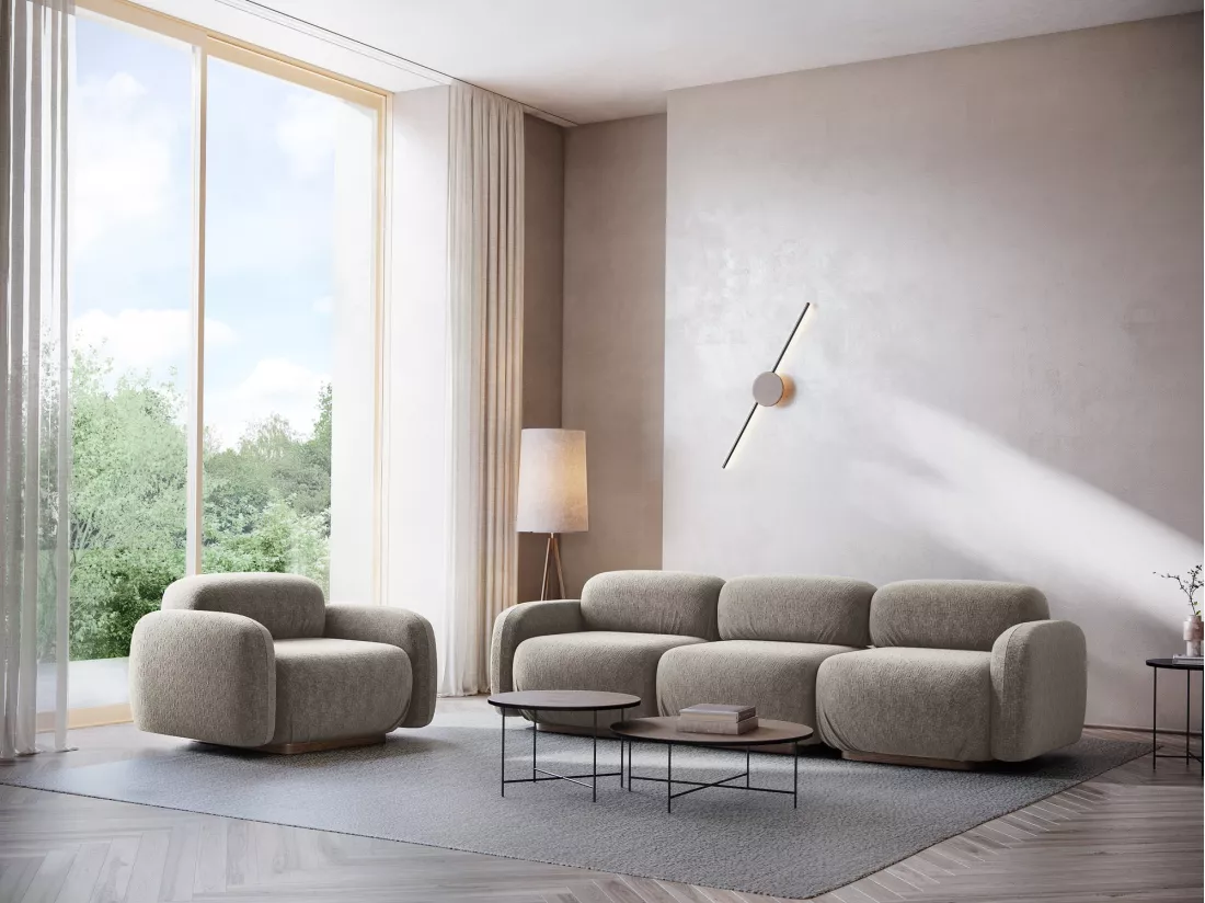 Fauteuil en tissu chenille - taupe - AILANI