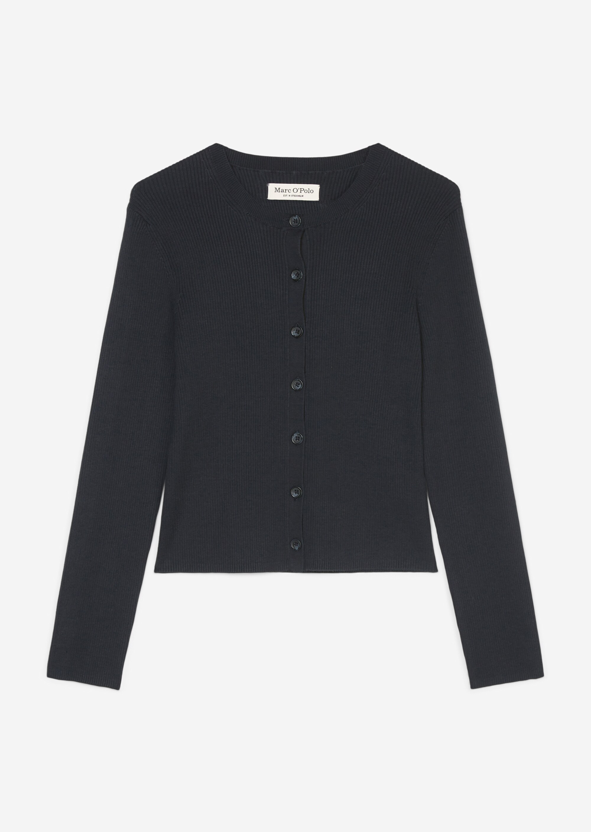 Rippstrick-Rundhals-Cardigan aus Organic Cotton-Garn