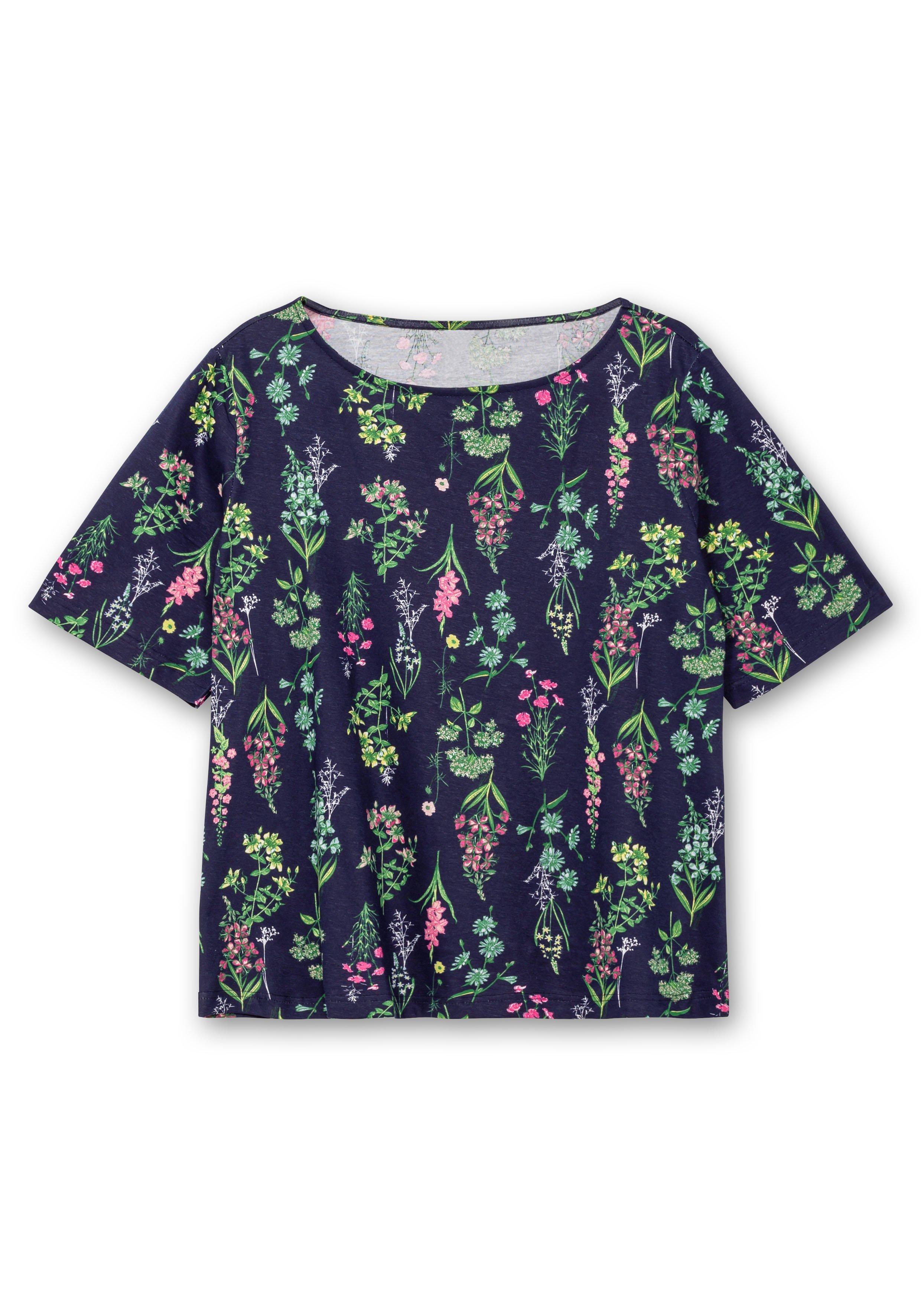 Shirt mit U-Boot-Ausschnitt und floralem Print