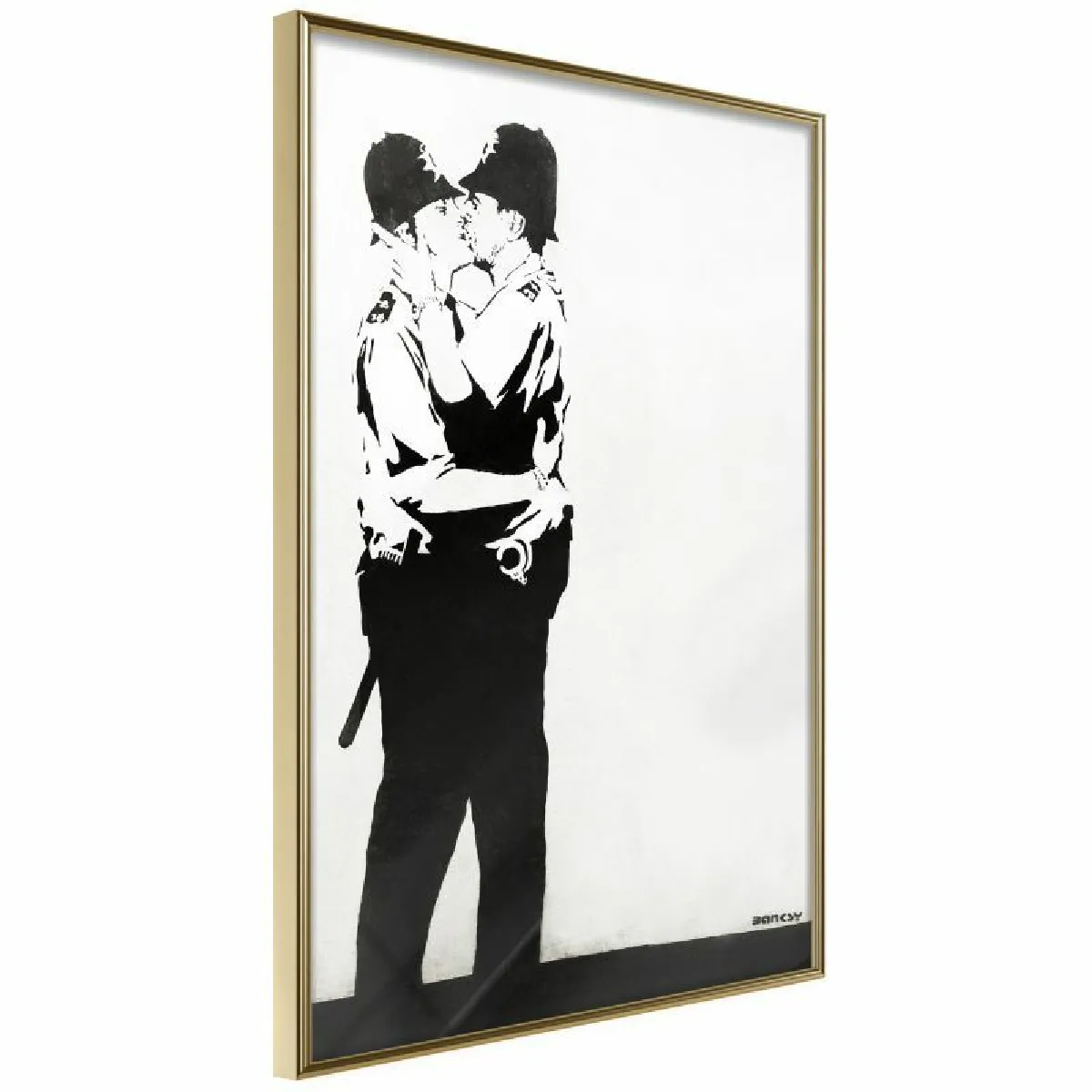 Paris Prix Affiche Encadrée Banksy Kissing Coppers II - 40x60 cm - Multicolore