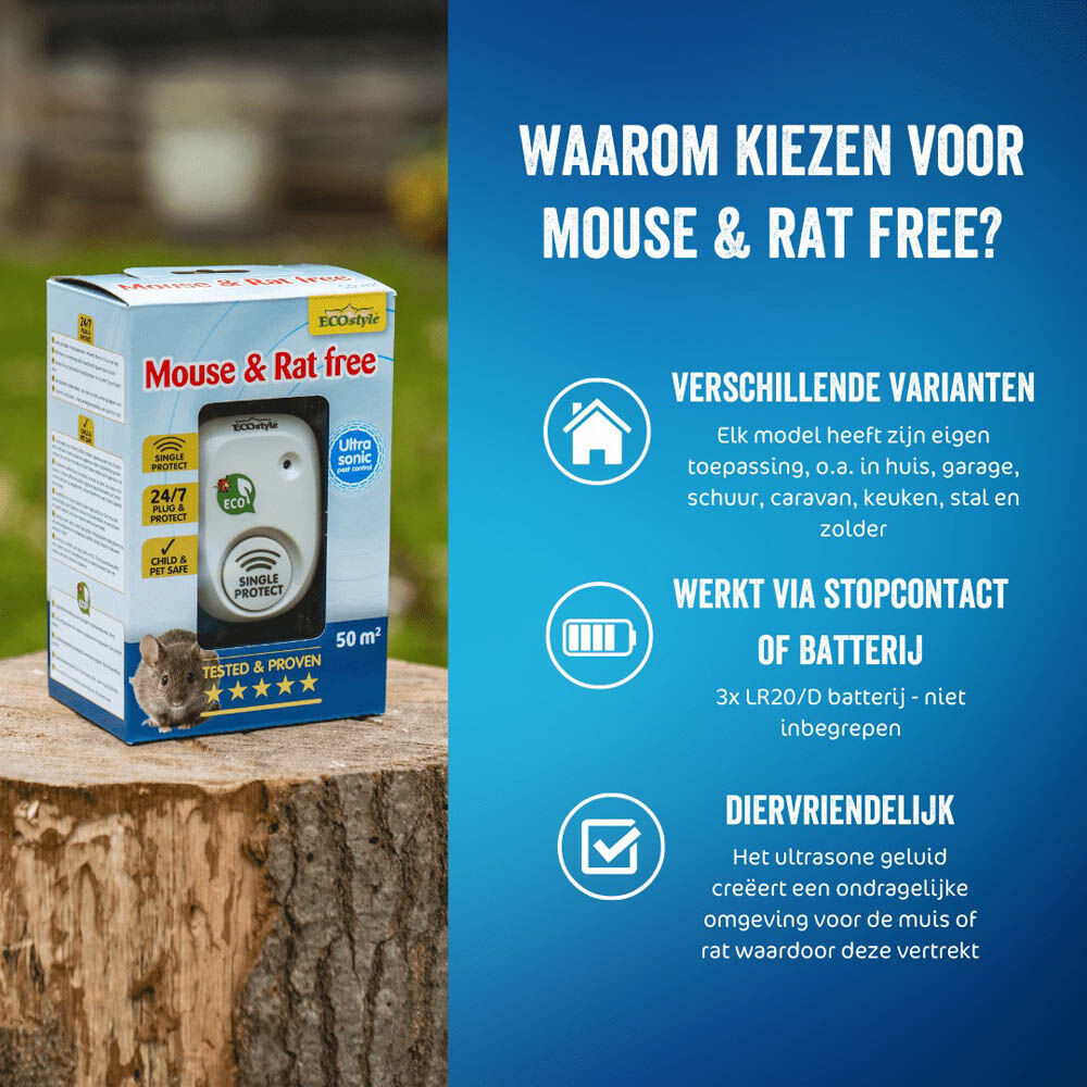 ECOstyle Mouse & Rat free 30 30 m² - Tegen muizen en ratten - 60 m2 - 60 m2