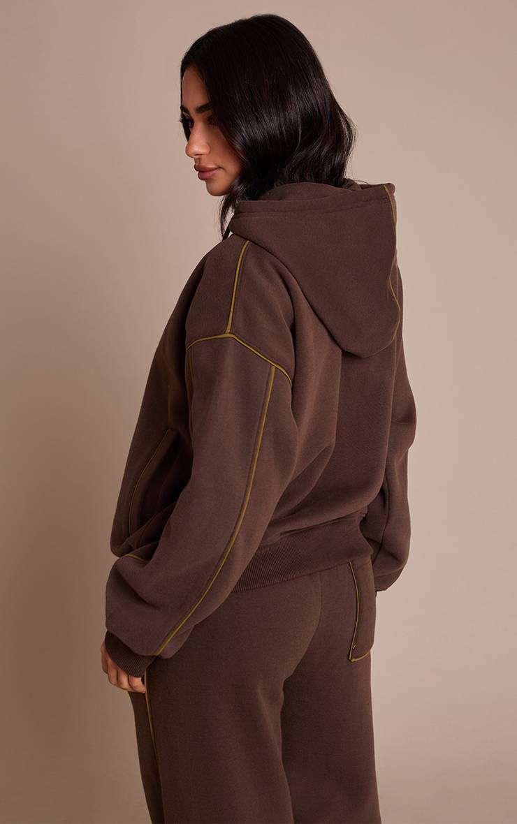 Chocolat Sweat À Casynthétiqueche Zippé Avec Cordon De Serrage Et Coutures Contrastées Petite