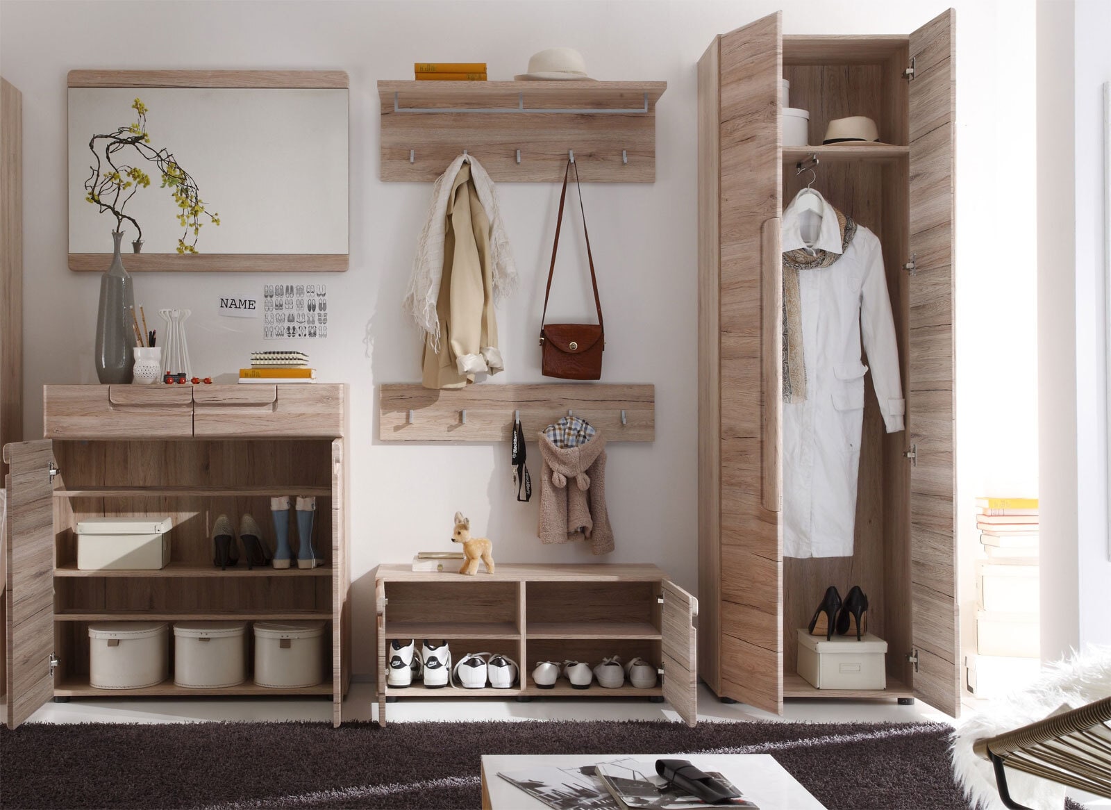 Garderobenschrank Malea San Remo Eiche hell Nachbildungca. 60 x 191 x 38 cm