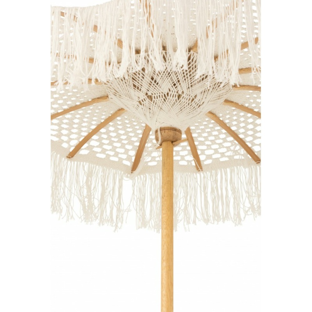 Parasol macrame en coton blanc avec support petite taille