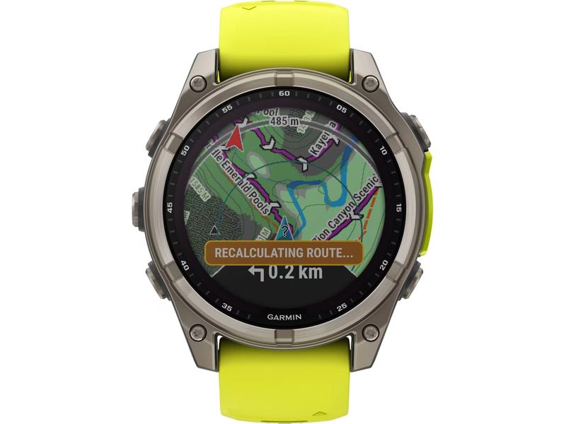 GARMIN Sportuhr Fenix 8 Solar Sapphire, 47 mm Gelb GPS-Sportuhr