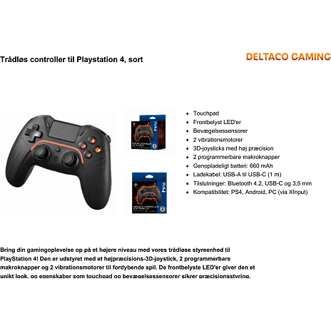 PS4 Controller Deltaco - Sort