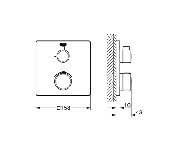 Grohe Grohtherm thermostatische mengkraan afbouwdeel rechthoekig chroom 1-uitgang
