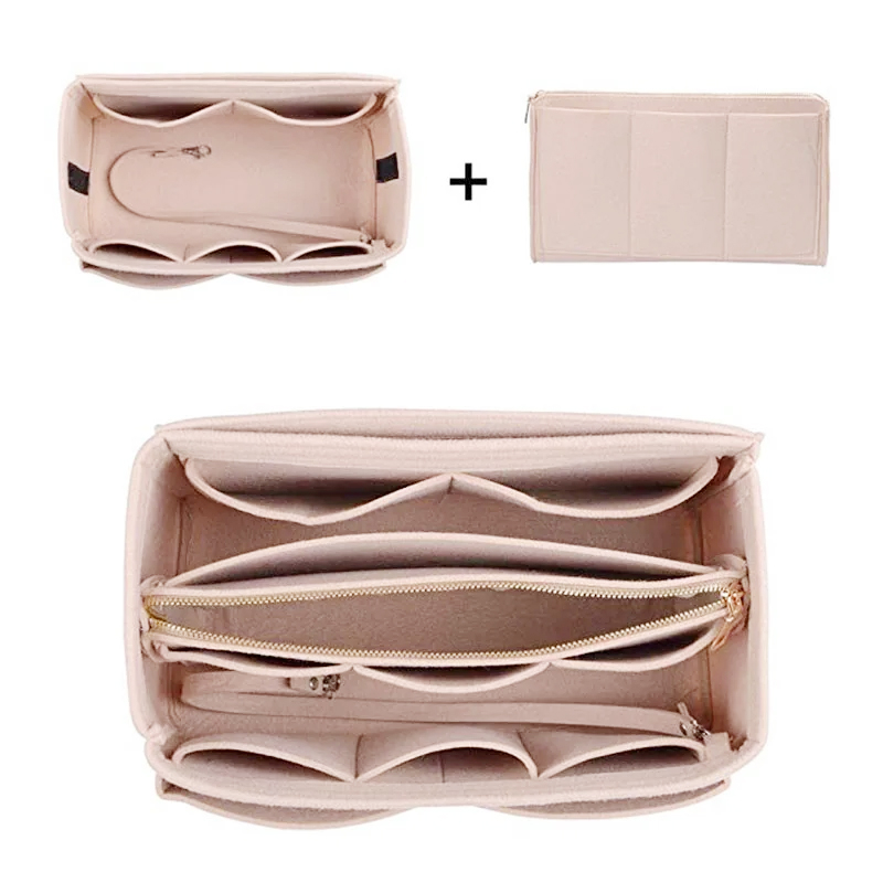 (26x15cm) Stoff Universal Handtaschen Organizer Taschen Aufbewahrungs Einsatz - Beige