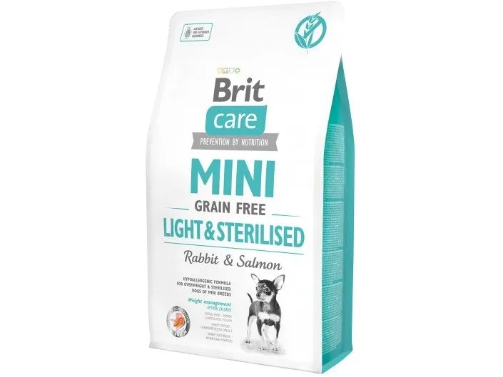 Brit Care Mini Light & Sterilised, Mini (5 - 10kg), Kanin, Laks, 2 kg