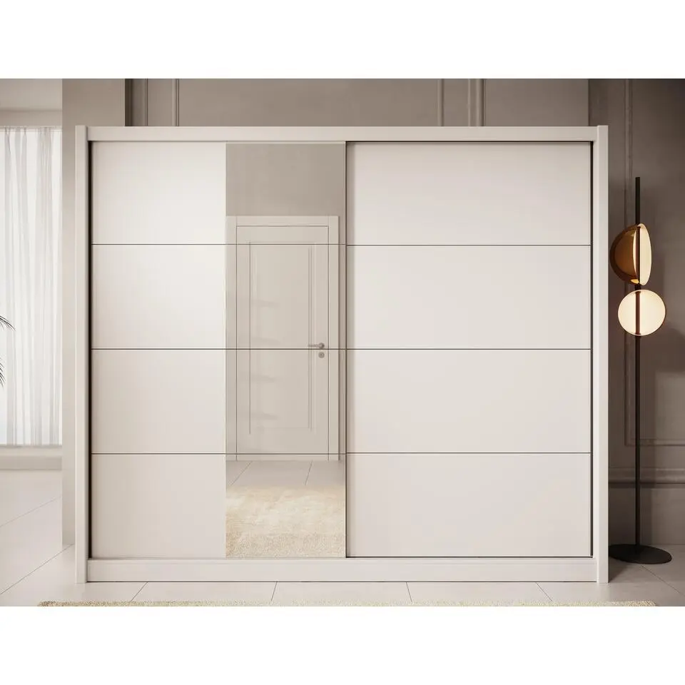 Meubella - Kledingkast Azul - Wit - 251 cm - Met spiegel