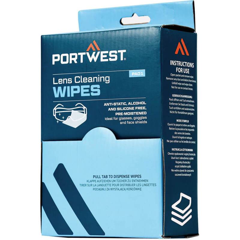 Portwest PA01 Lingettes nettoyantes pour lunettes Blanc