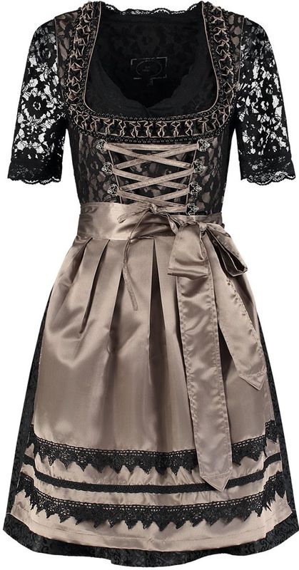 Luxe Dirndl Zwart/Taupe Met Blouse
