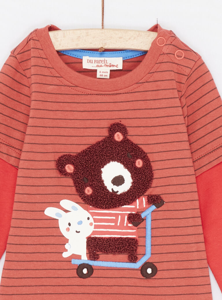 T-shirt terre battue à imprimé à rayures bébé garçon