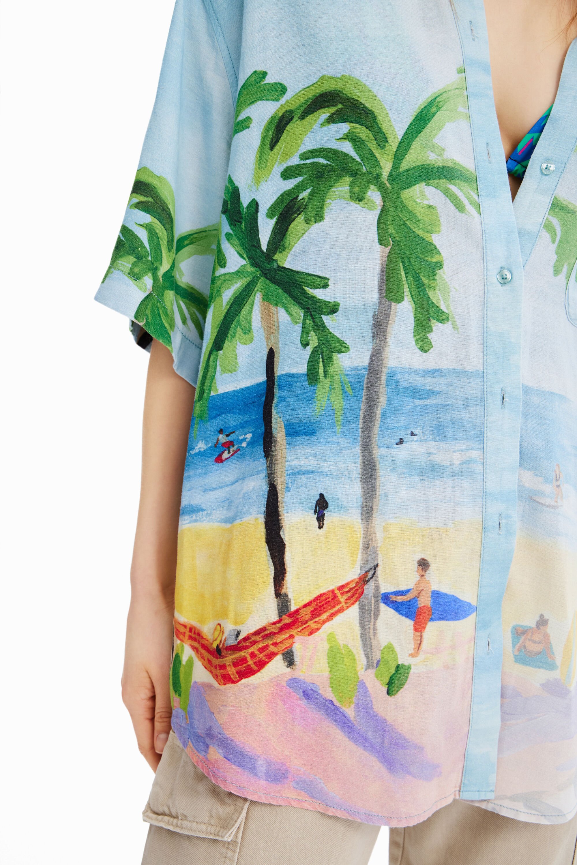Chemise oversize tropicale lin