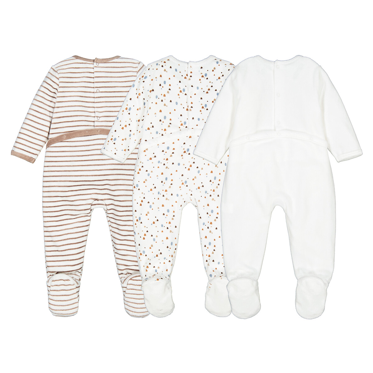 COLEÇÃO LA REDOUTE<br>Conjunto de 3 pijamas em veludo estampado