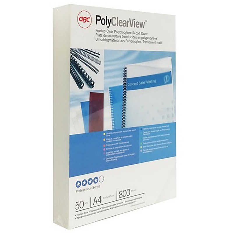 GBC Einbandfolien PolyClearView, A4, transparent, 50 Stück