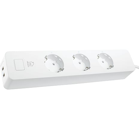 Deltaco Smart stikdåse med 3 stik og 2 USB-porte - hvid
