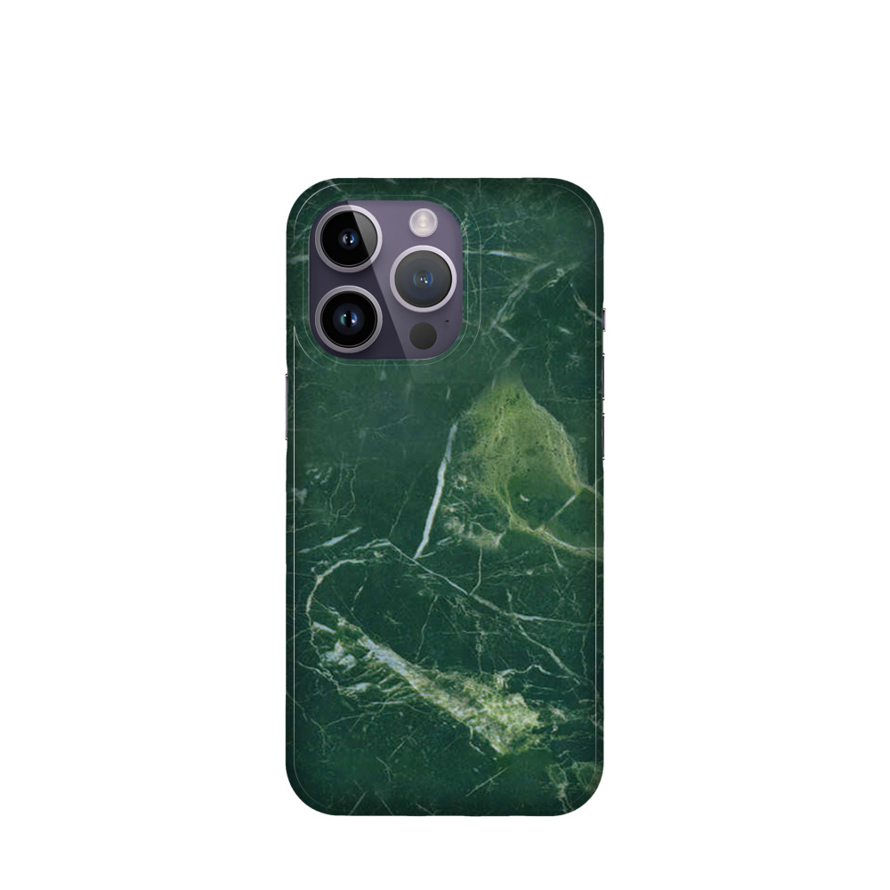 iPhone 14 Pro Kunststoff Hülle Serpentin Marmor - Grün