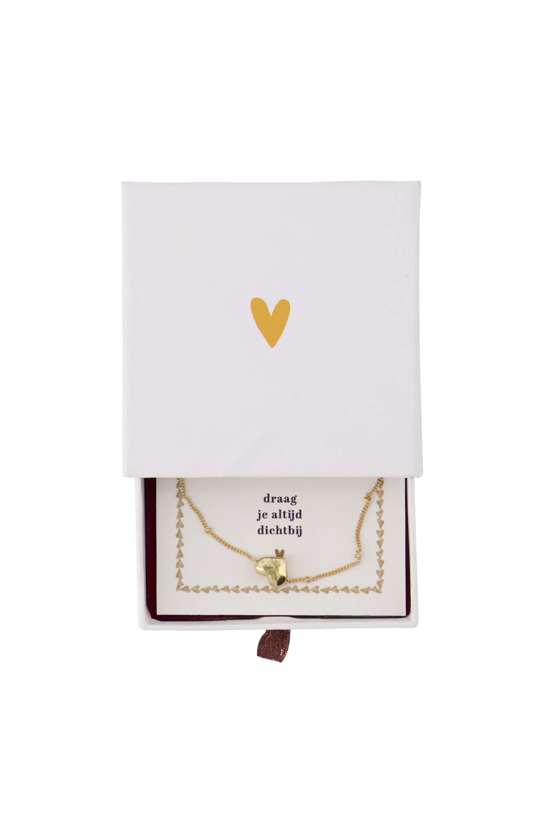 ketting hartje in schuifdoosje in je hart wit