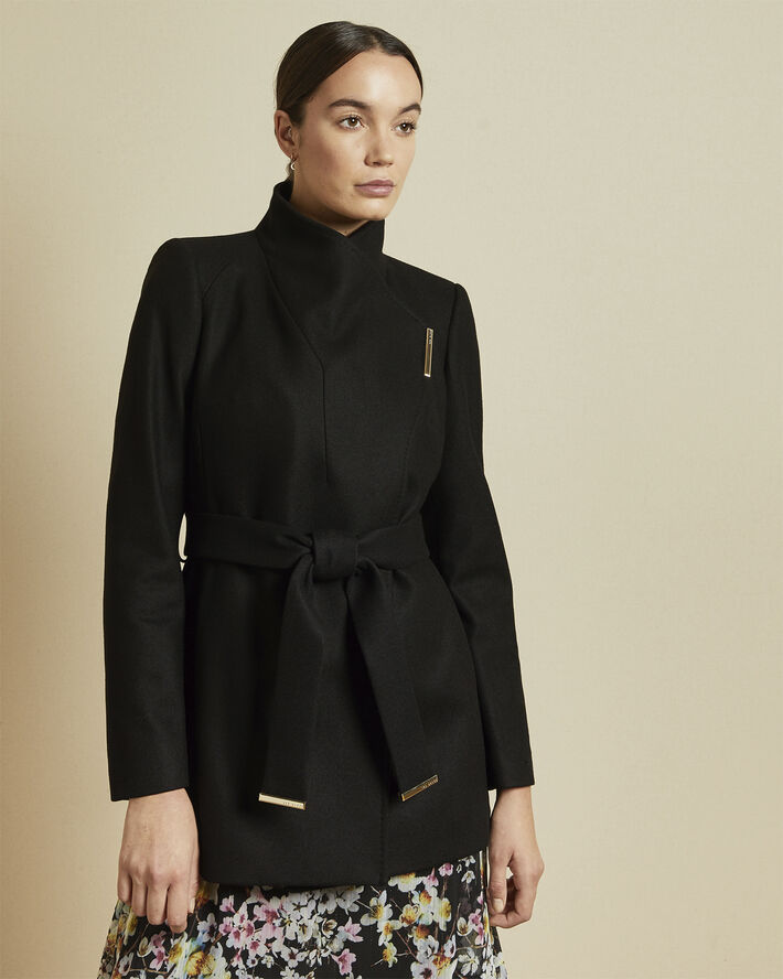 Ted Baker ROSESS Short Wool Wrap Coat Black