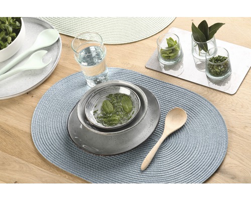 Geweven ovale placemat, blauw, 30 x 45 cm