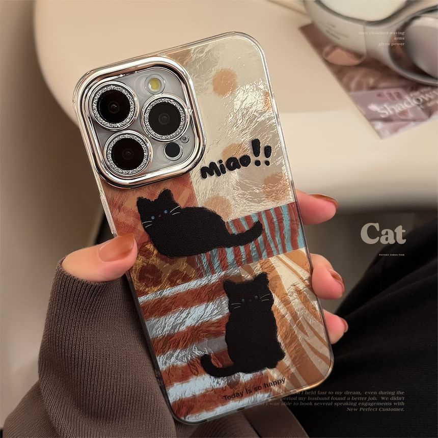 Mobby - Cat Metallic telefoonhoesje - iPhone 16 Pro Max / 16 Pro / 16 Plus / 16 / 15 Pro Max / 15 Pro / 15 Plus / 15 / 14 Pro Max / 14 Pro / 14 Plus / 14 / 13 Pro Max / 13 Pro / 13 / 13 Mini