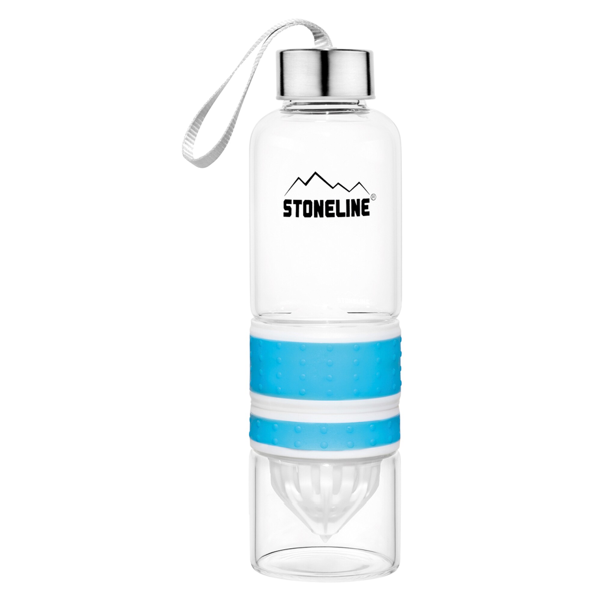 STONELINE® 2 in 1 Trinkflasche mit Saftpresse, blau