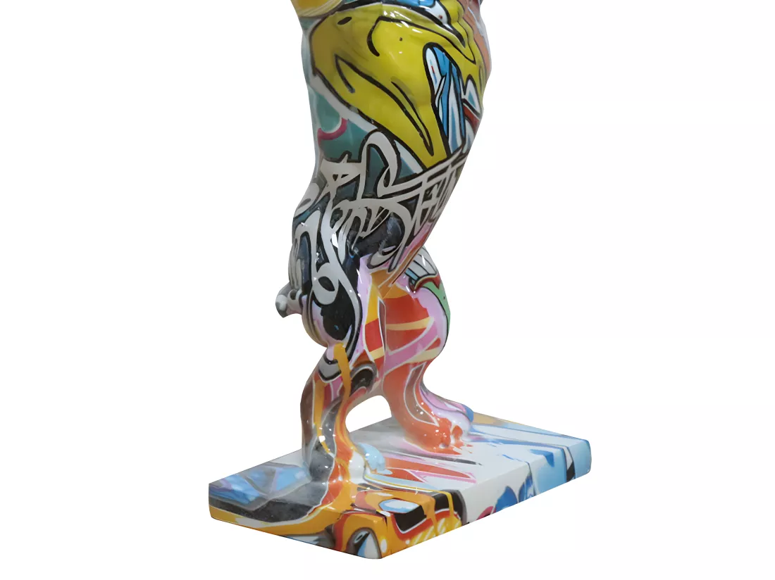 Statue rhinocéros debout et bonbonne motifs cartoon H32 cm - CARTOON
