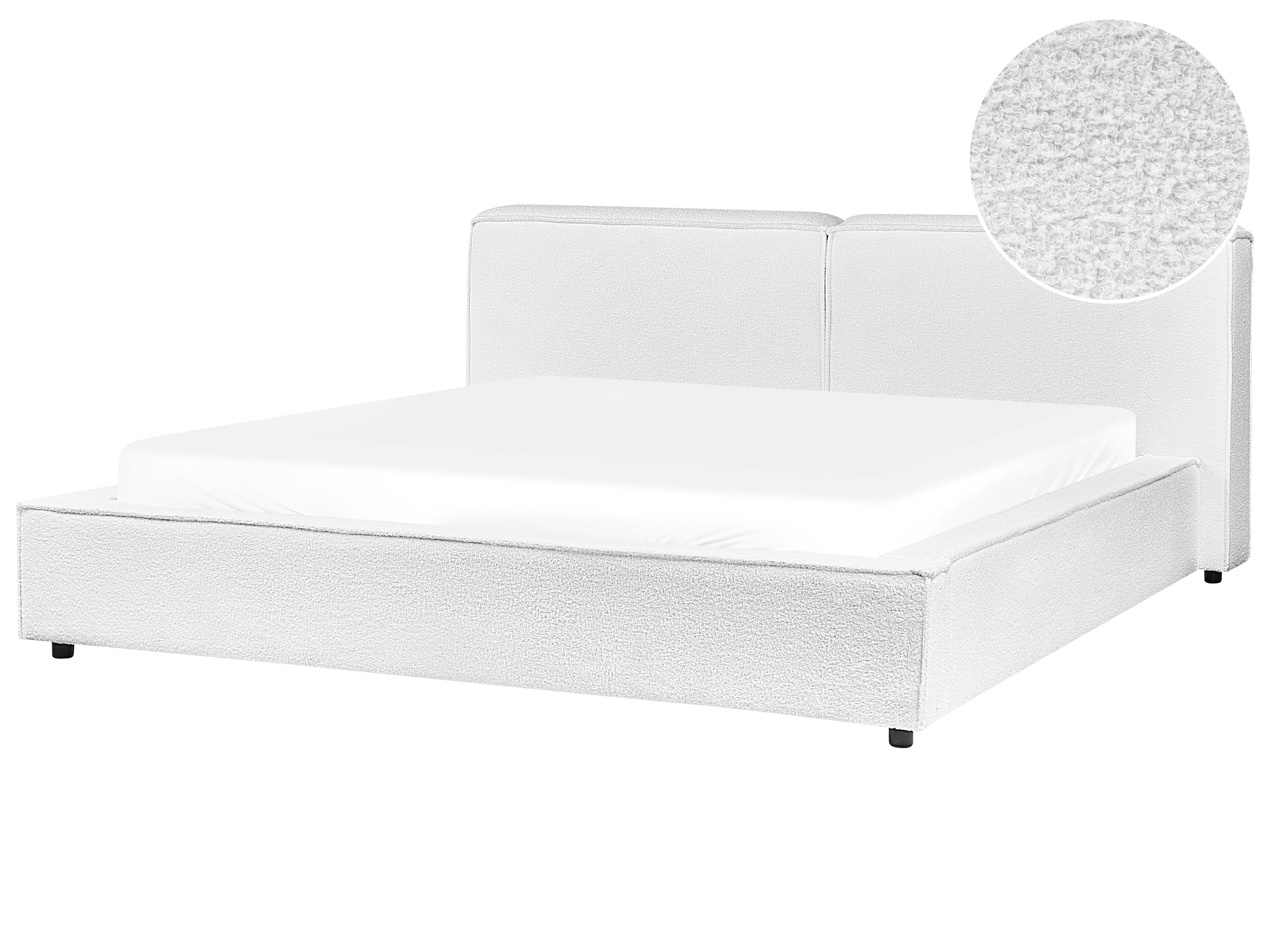 Bed Bouclé LINARDS 180 x 200 cm Wit