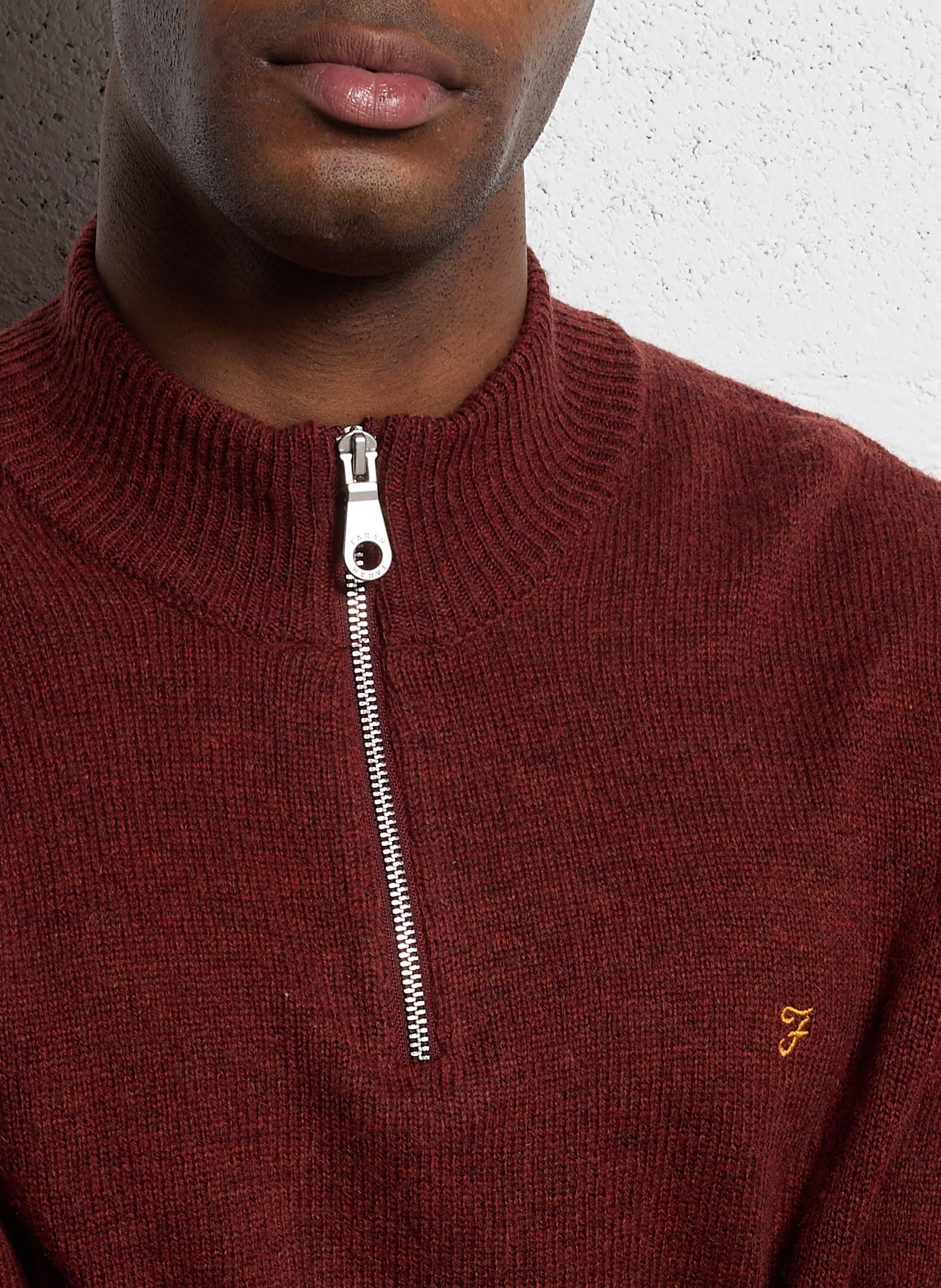 BIRCHALL - Pul col zippé en laine | Rouge