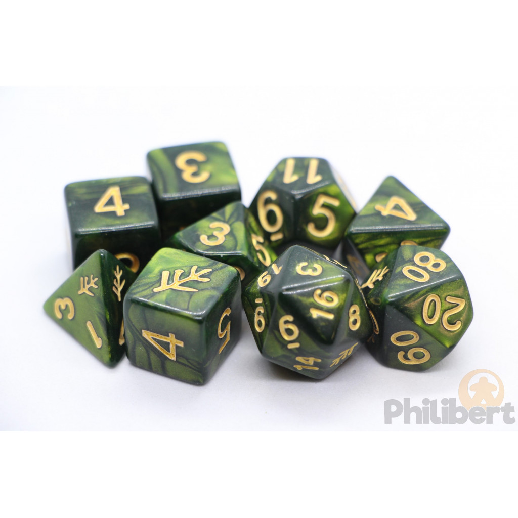 Set de 9 Dés JDR Elder Dice: Lovecraft Elder Sign Green
