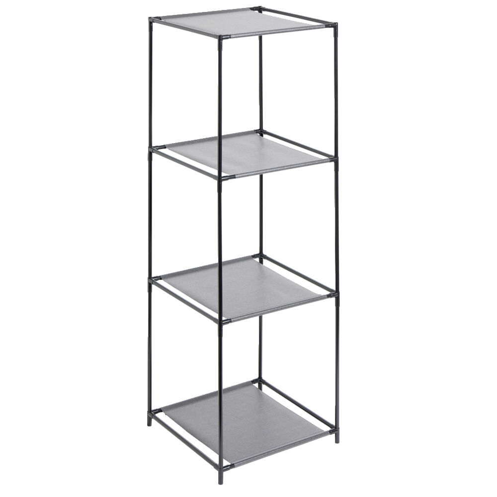 Étagère 4 niveaux 3 compartiments métal noir 35x35xH102cm