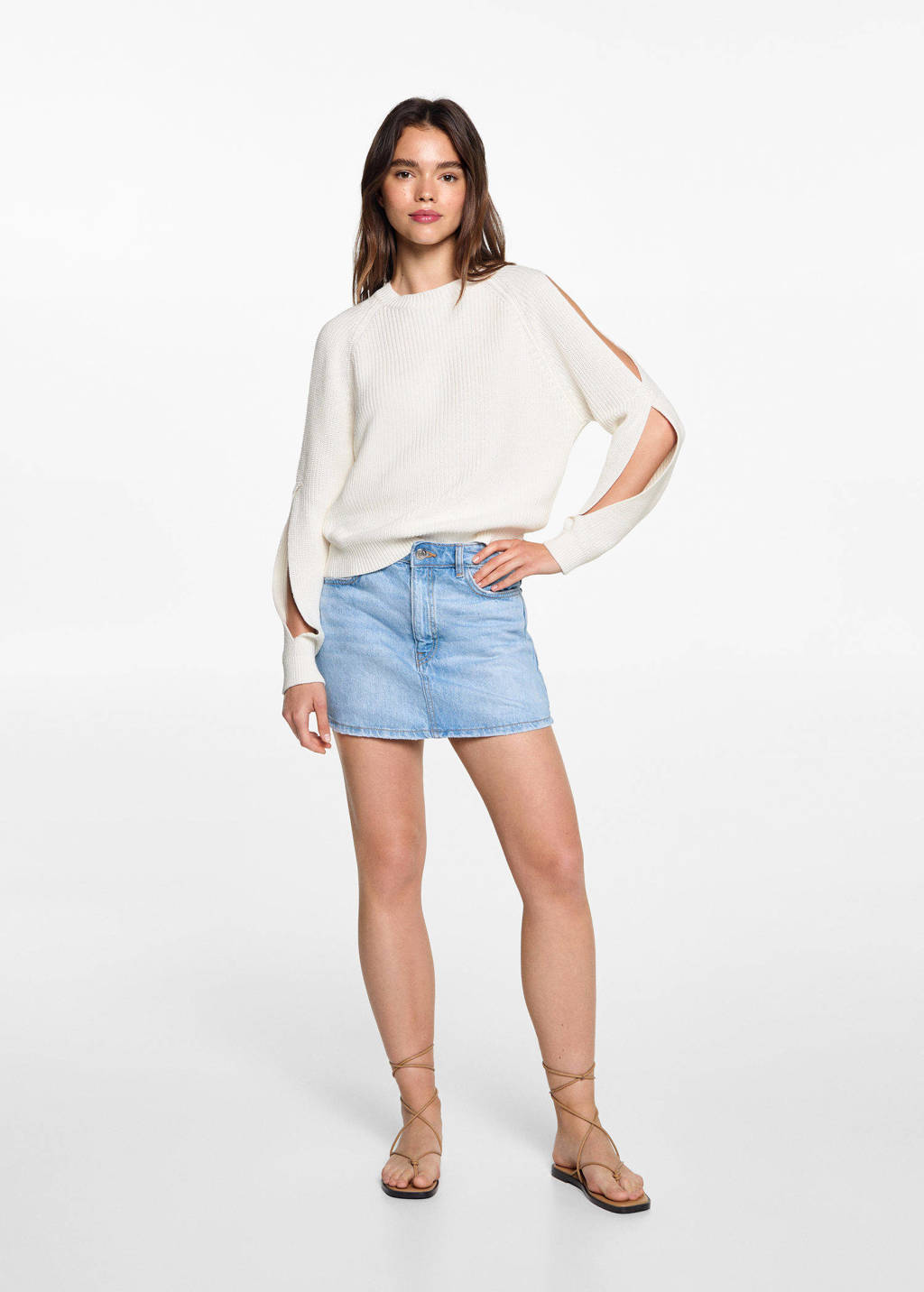 MANGO TEEN gebreide trui ecru