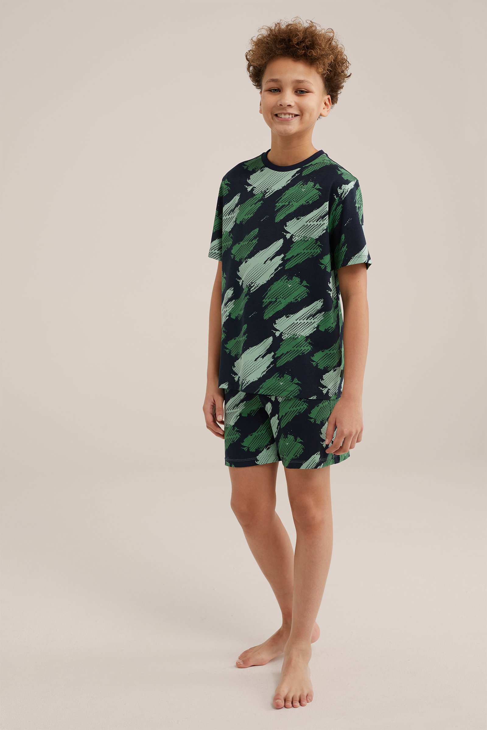 Jongens pyjamaset met dessin WE Fashion Donkergroen
