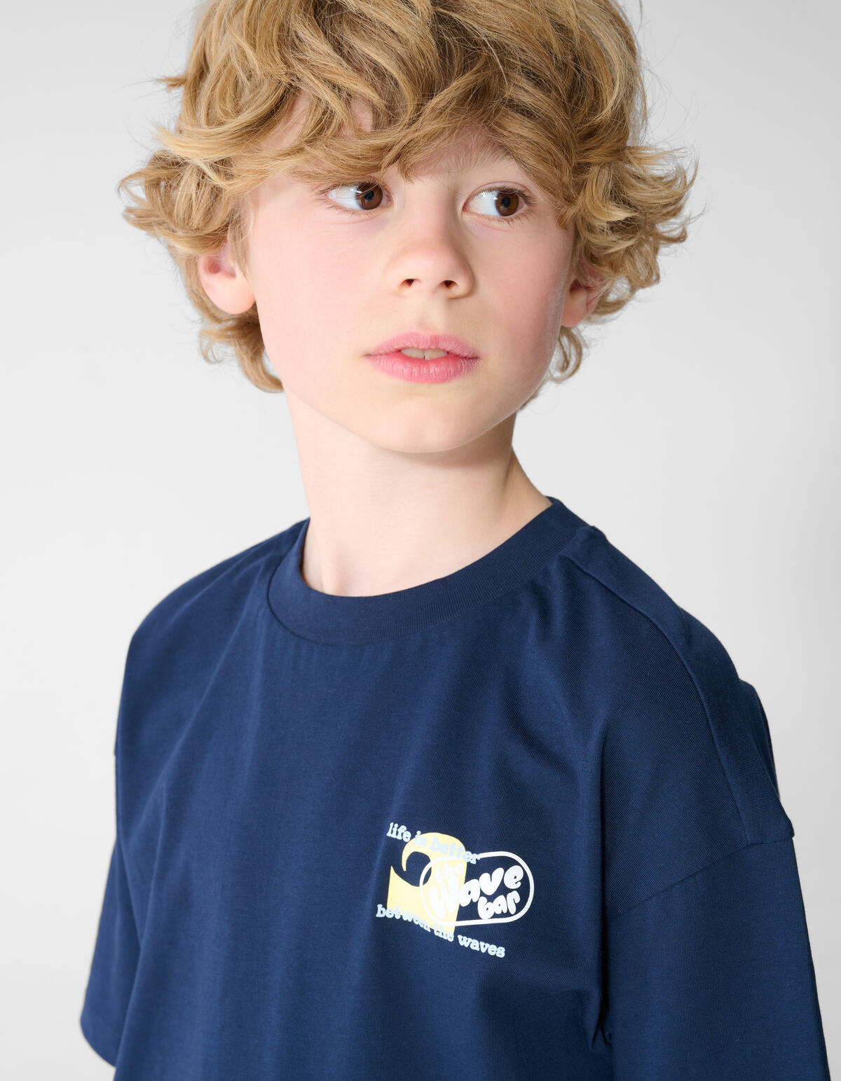 Oversized Waves Artwork T-shirt Donkerblauw