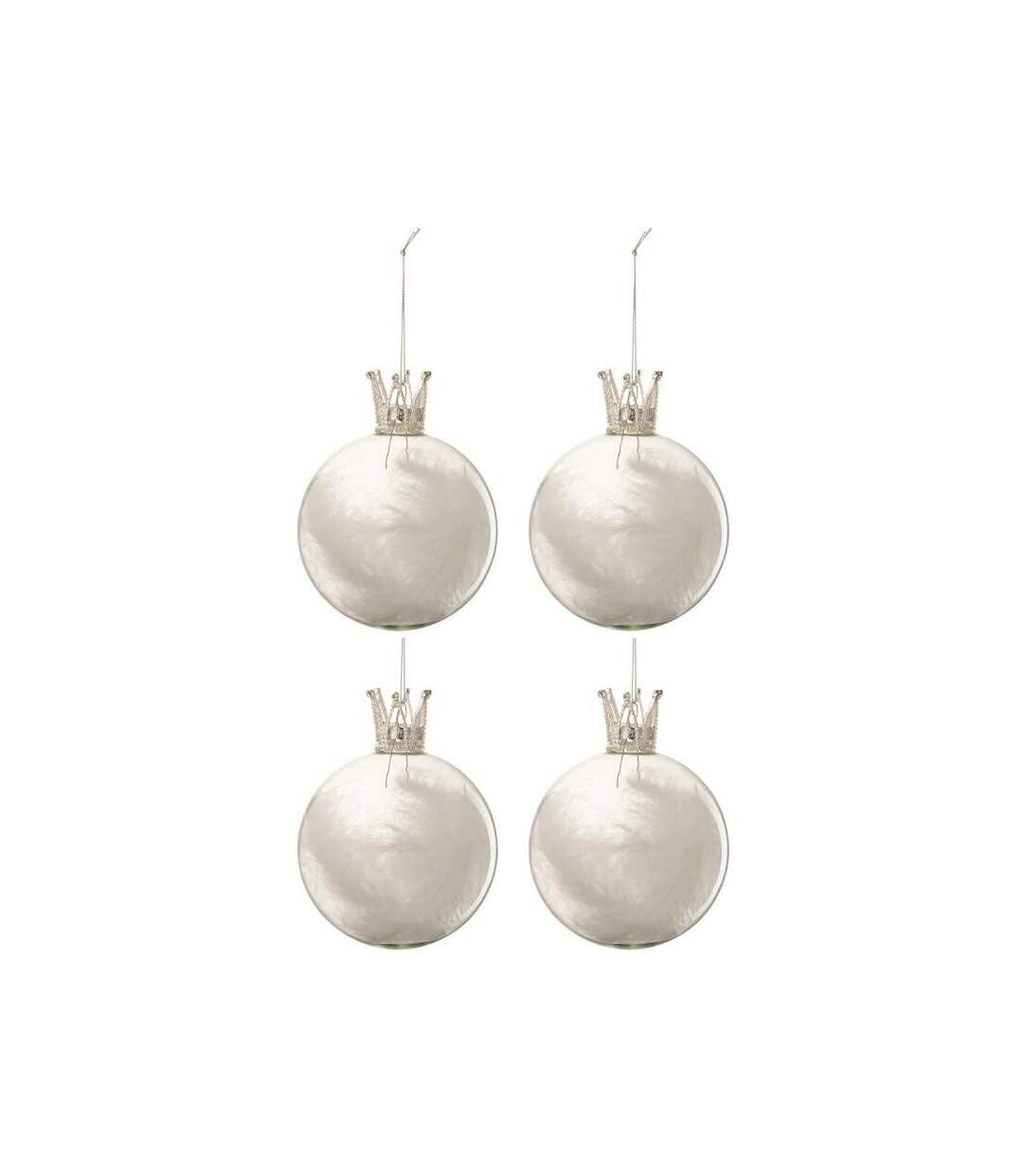 Paris Prix - Lot De 4 Boules De Noël couronne 10cm Blanc