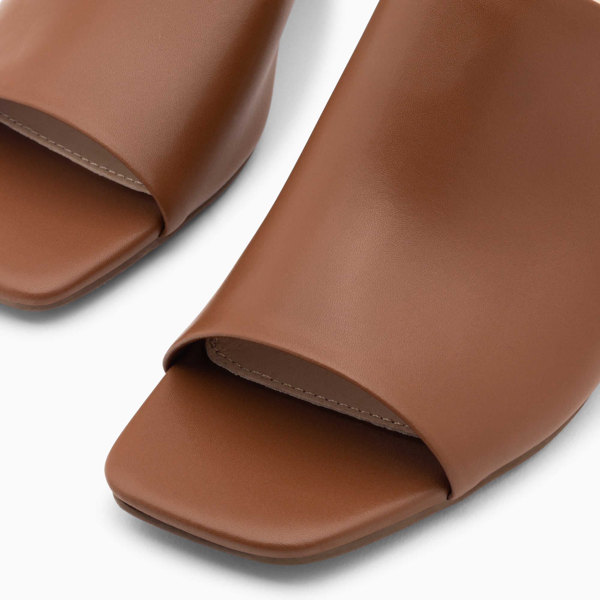 Sandales à talon, Compensées-Mules peep-toe Helène camel à talon
