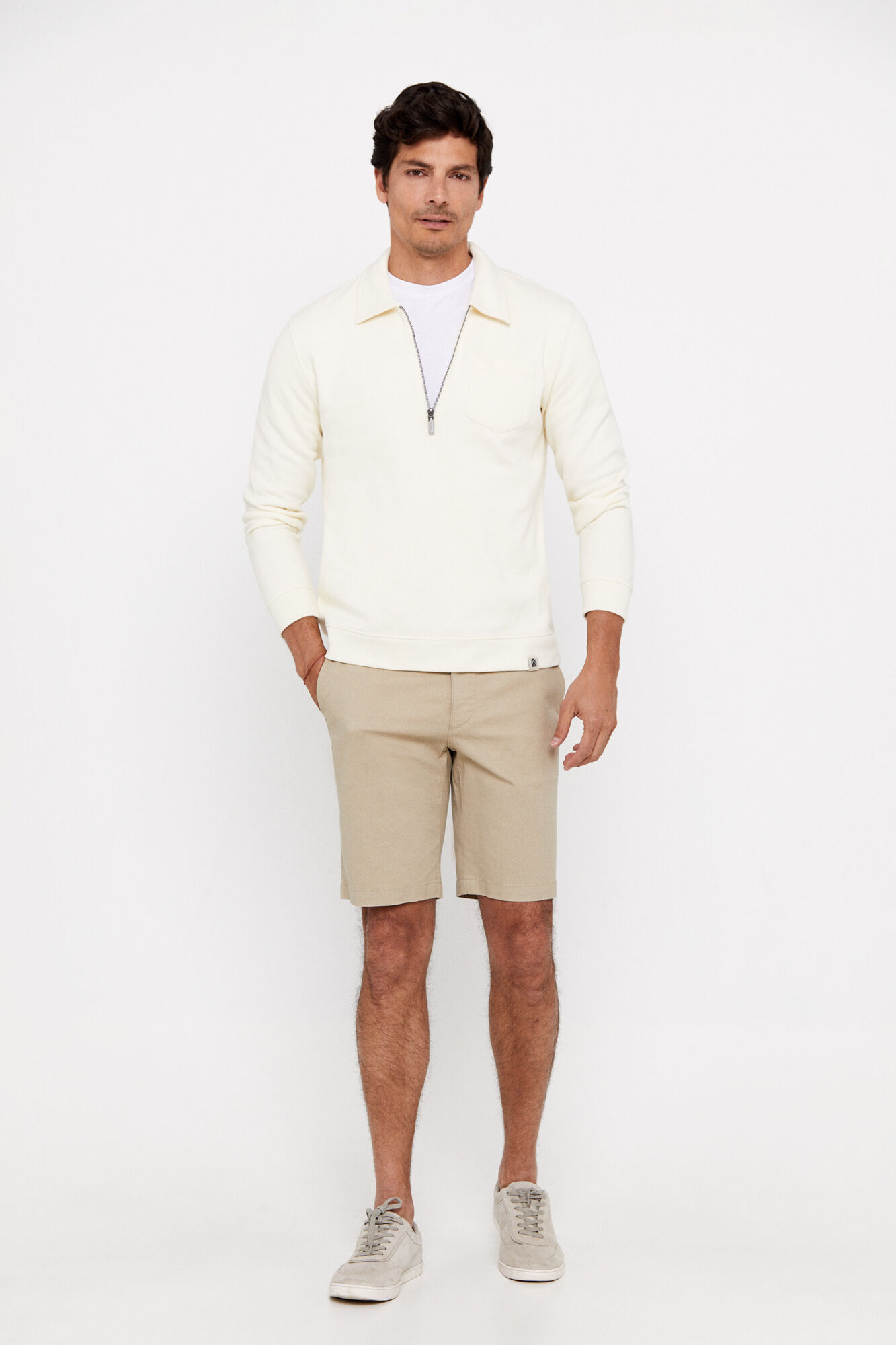 Bermuda chino estampada - Bege