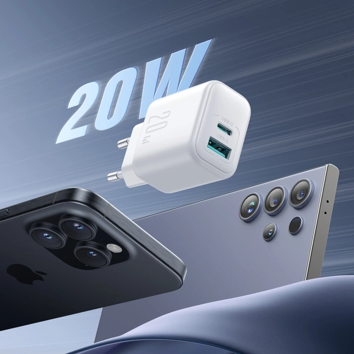 (20W) USB C / USB A Ladegerät Netzteil Power Delivery / Quick Charge (JR-TCF21) - Weiss