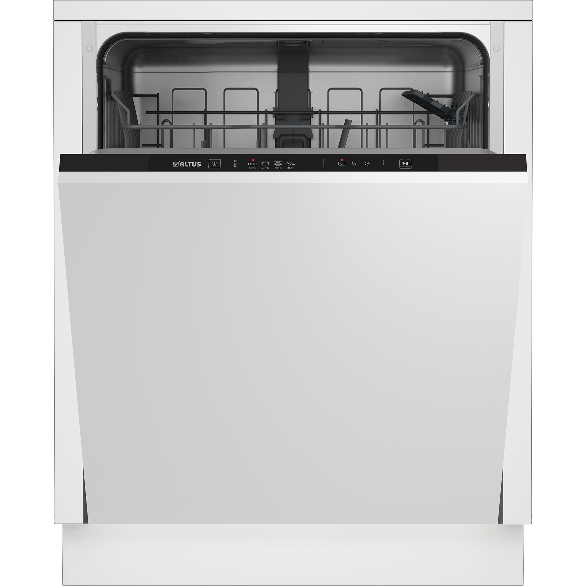 pino Küchenblock PN210 - Alpinweiß supermatt - mit E-Geräten - Kühlschrank rechts - 230+150 cm