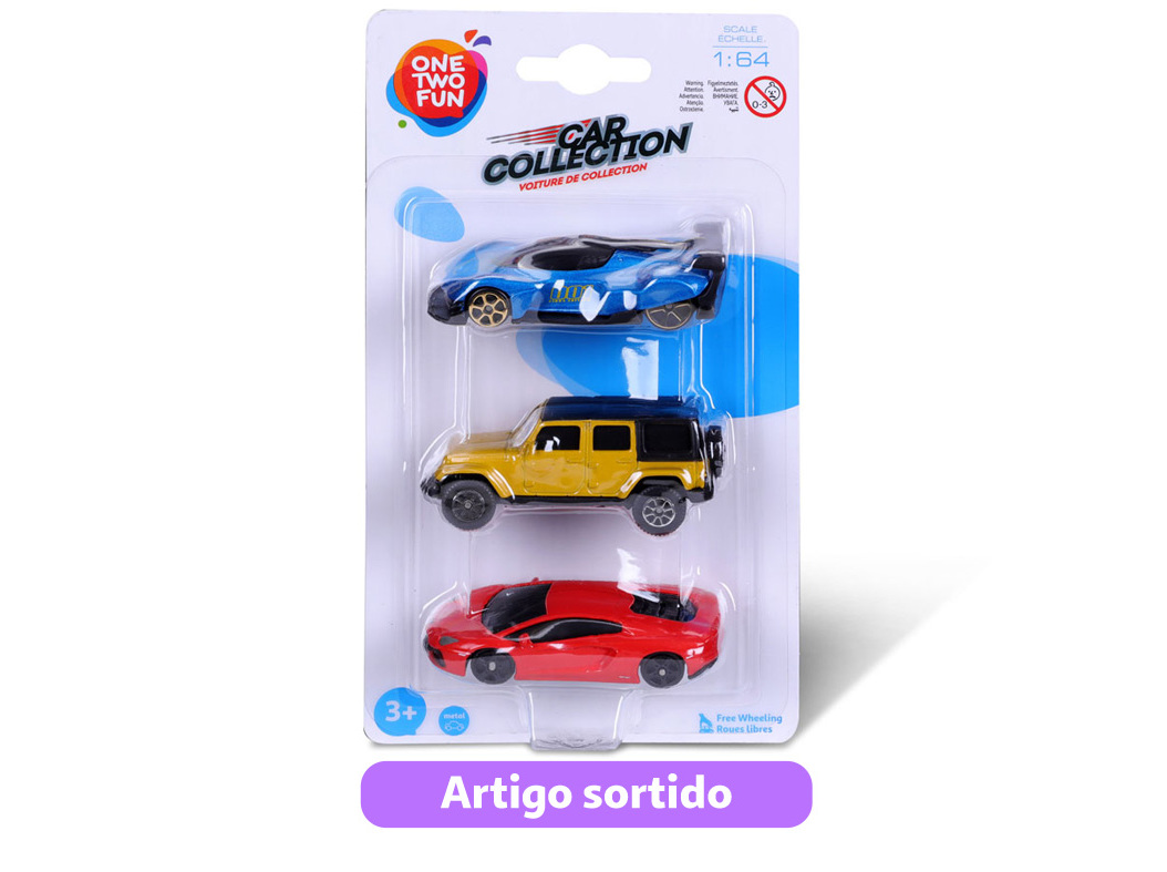 VEÍCULOS MINIATURA ONE TWO FUN cONJUNTO DE 3 UNIDADES MODELOS SORTIDOS