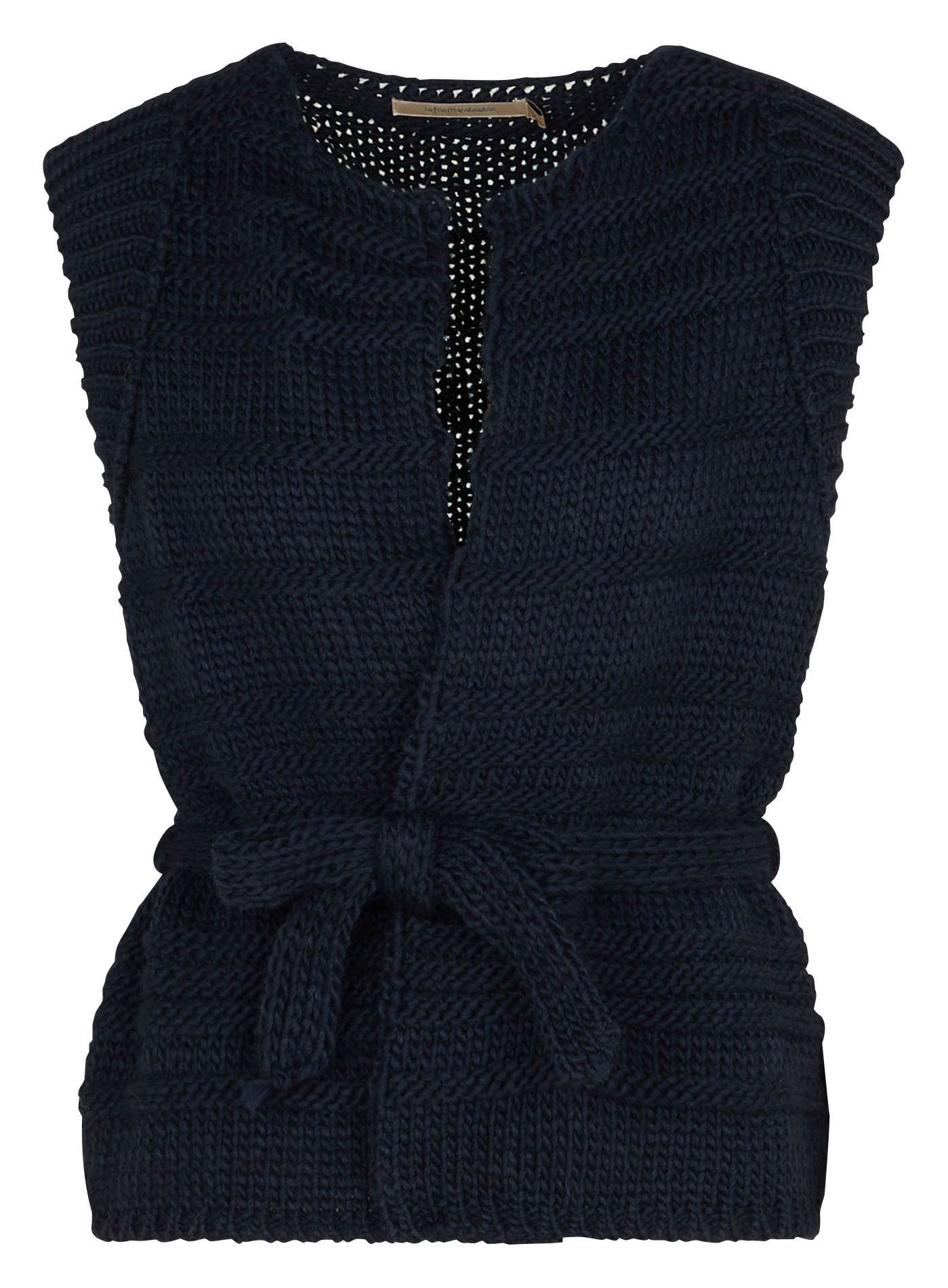 Gilet ample ceinturé en maille| Bleu