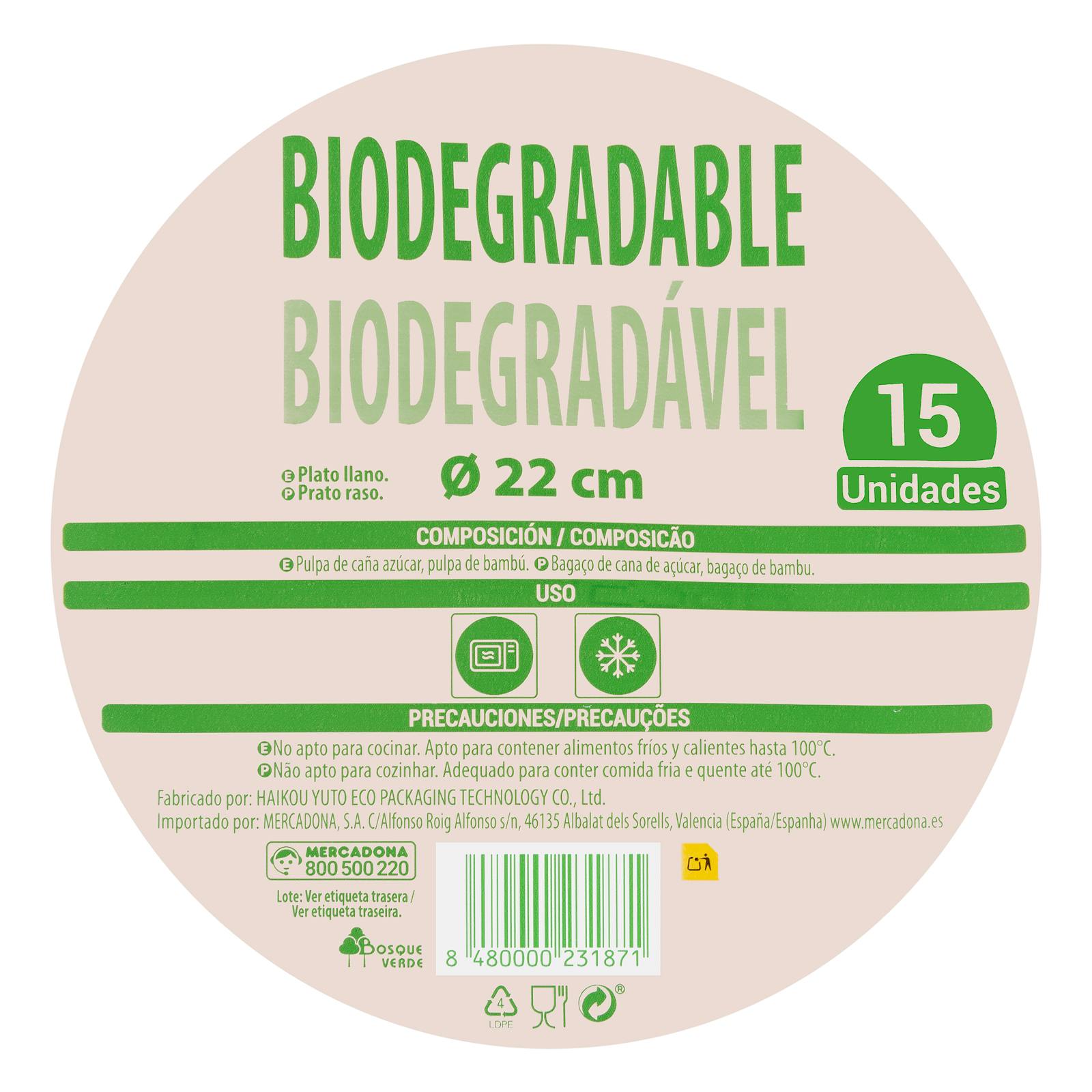 Assiette plate biodégradable Green Forest