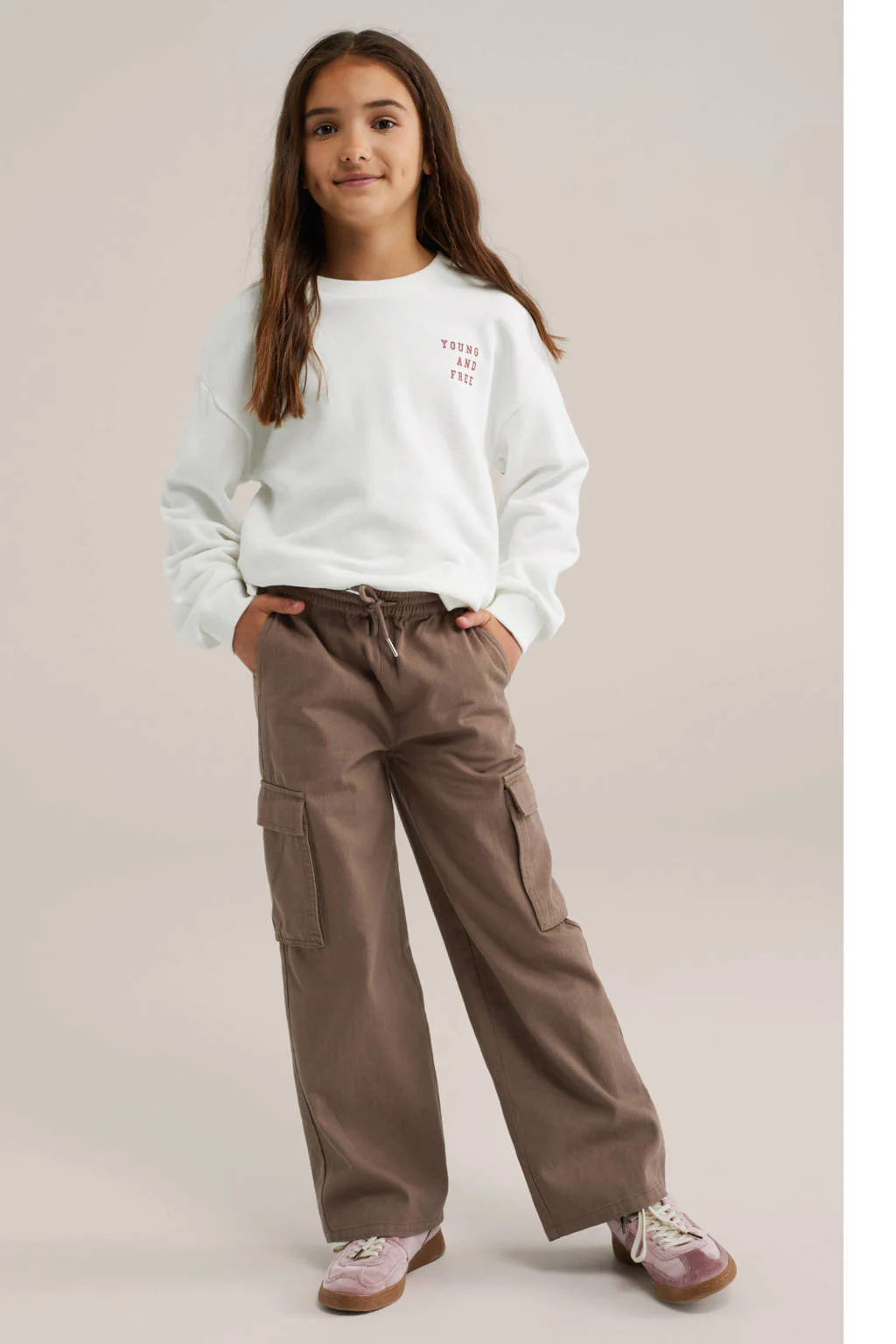 WE Fashion straight casual broek bruin