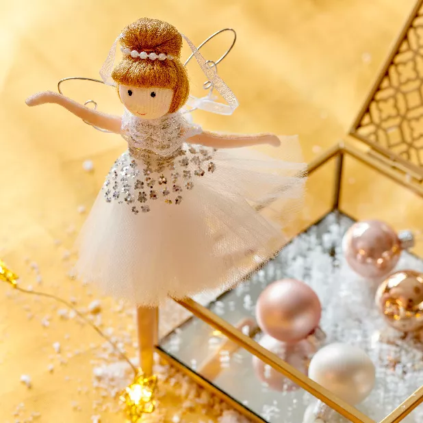 Ange de Noël à suspendre (H20 cm) Danseuse ballerine Dorée