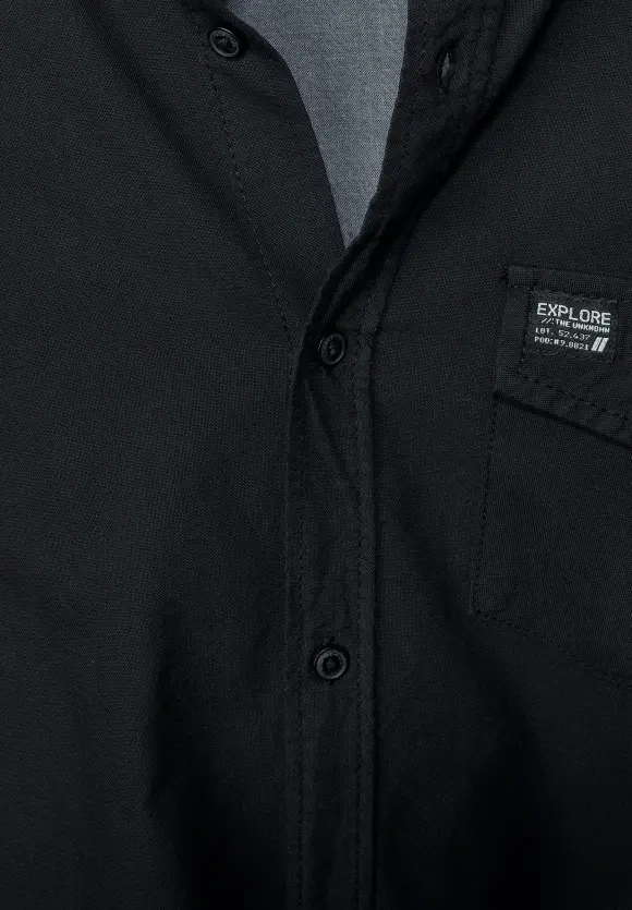 Oxfordhemd mit Stehkragen - Black
