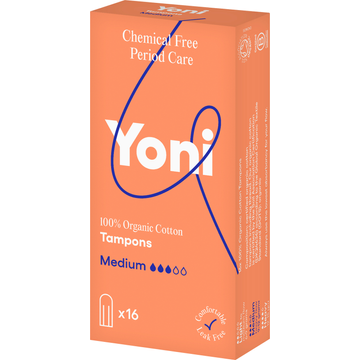 Yoni tampons medium 100% biologisch katoen 16 stuks