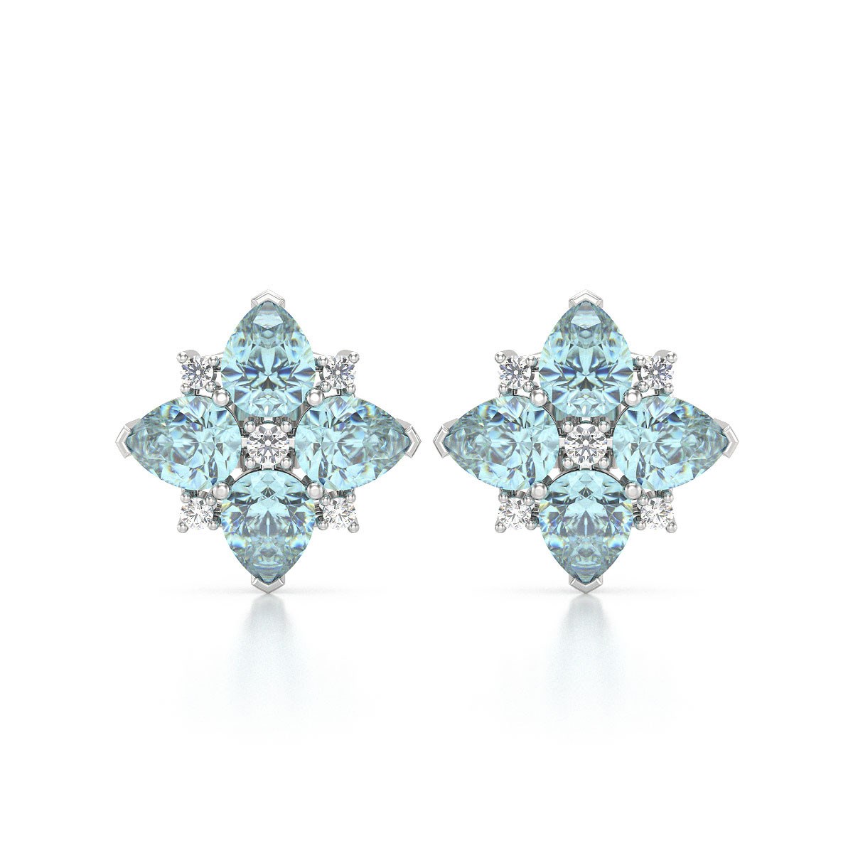 Boucles d'oreilles ADEN Aigue-Marine et Diamants sur Argent 925 2.100grs